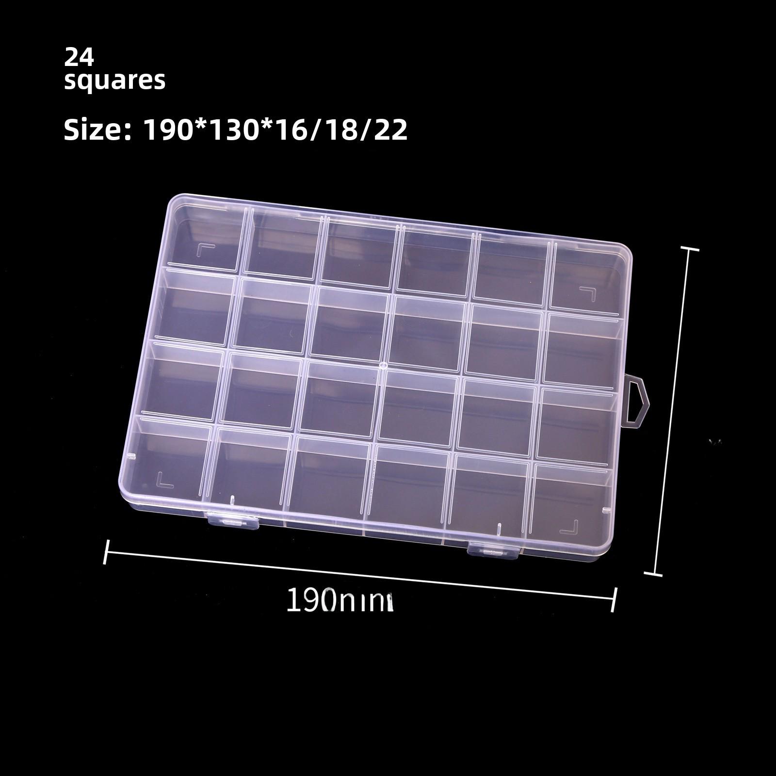 

Большой пластиковый ящик для хранения с фиксированной решеткой, 24 отделениями и крышкой для скобяных изделий и ювелирных изделий. 24 Fixed Compartments 19*13*1.6