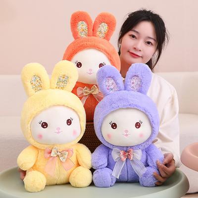 Send Girls Candy Rabbits Plush Toys Doll Bow Tie Bunny Rag Doll Throw Pillow Girls Sleep Soothing Toys