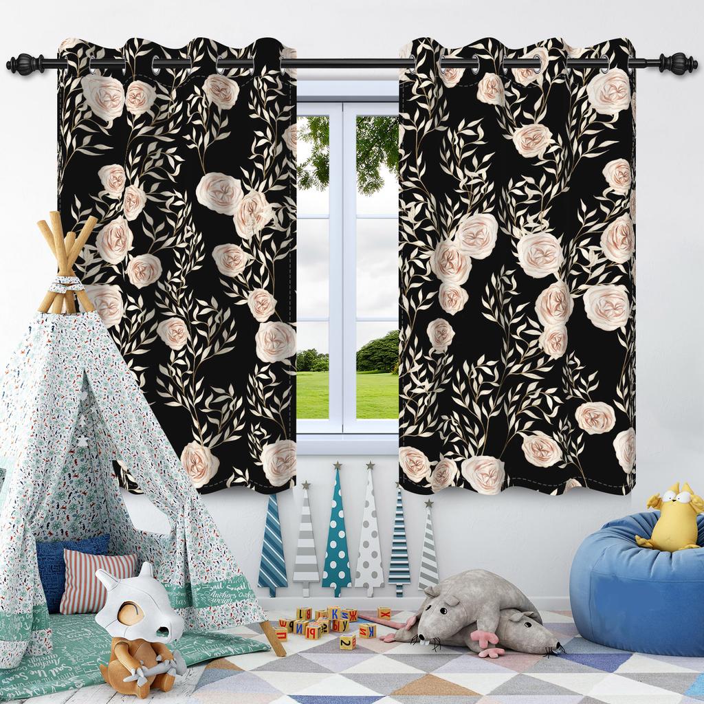2pcs Luxury Boho Flowers Window Curtains for Home Bedroom Living Room Drakening Heat Insulation Noise Reduction Blackout Drapes