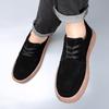 2024 Brand New Men's Cow Suede Leather Casual Shoes Round Toe Lace-up Soft Sole Loafers Breathable Daily Commute Driving Shoes