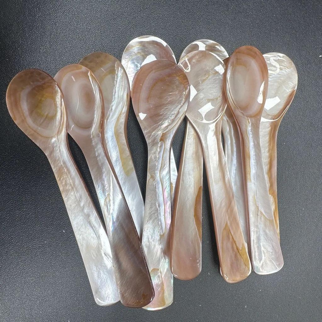 Natural Mother Of Pearl Caviar Spoons Handcrafted Seashell Ice Cream Dessert Stirring Teaspoons Kitchen Tableware Craft Gadget