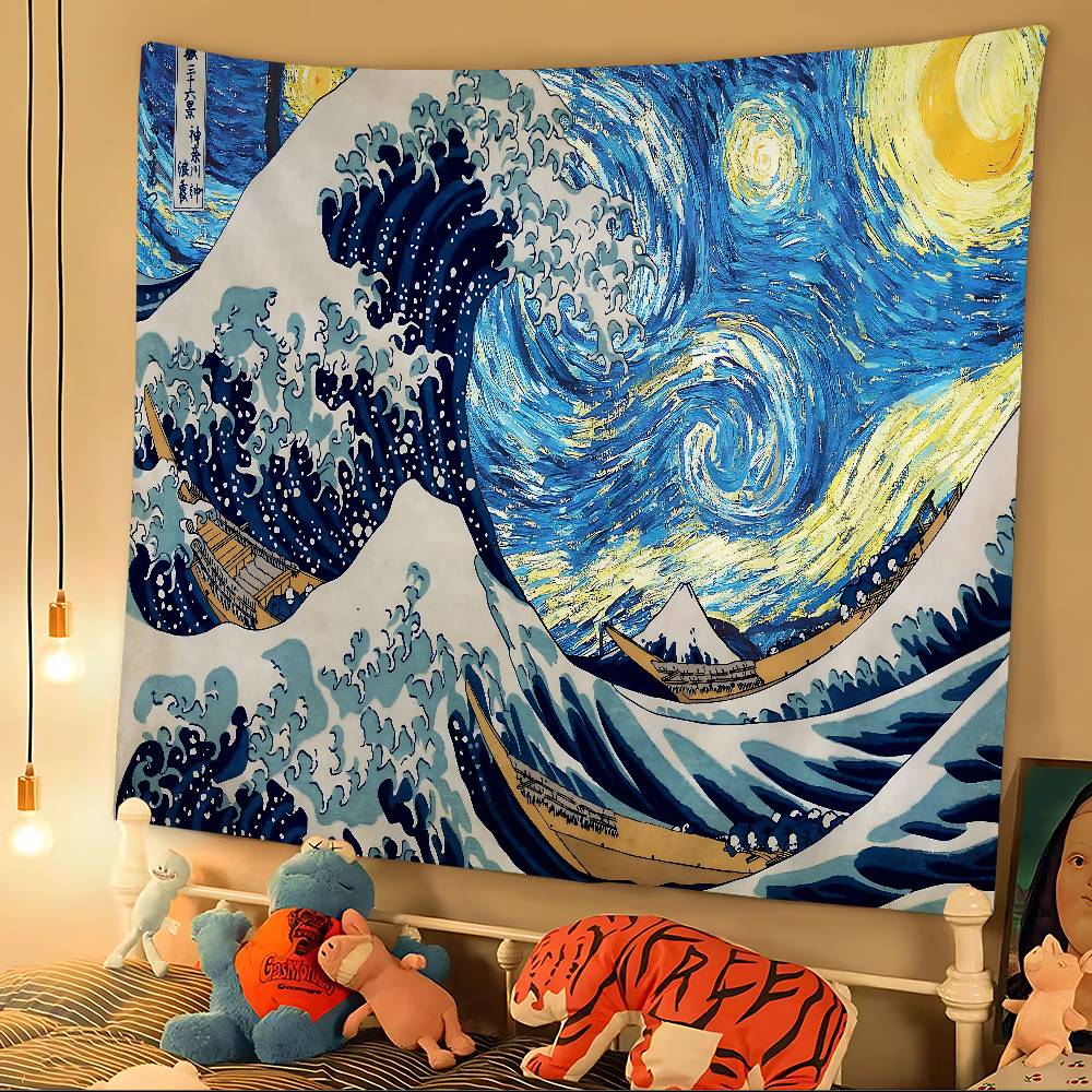 Van Gogh Oil Paintings DIY Wall Tapestry Hanging Tarot Hippie Wall Rugs Dorm Home Decor