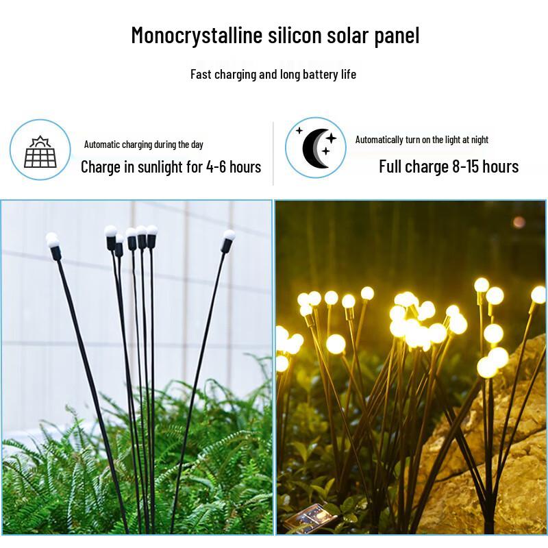 8-Head Solar Firefly Garden Lights