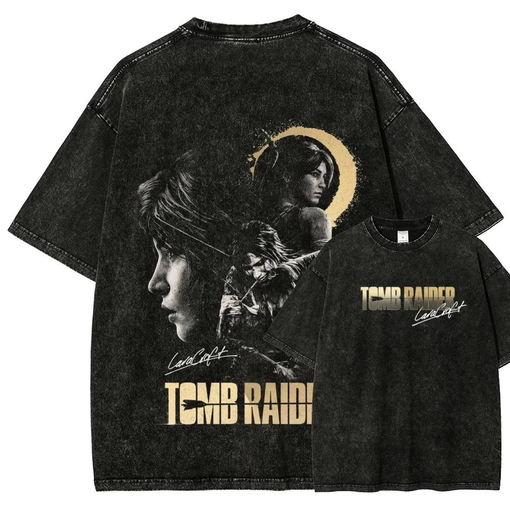 Tomb Raider T-Shirt Washed Cotton Lara Croft Tee Unisex 2XL