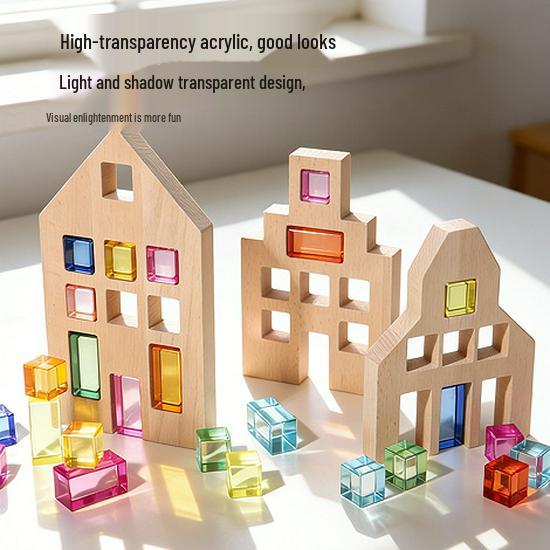Rainbow Acrylic Building Blocks - Educational & Sensory Toy for Toddlers, Creative & Versatile Stacking Desktop Gifts