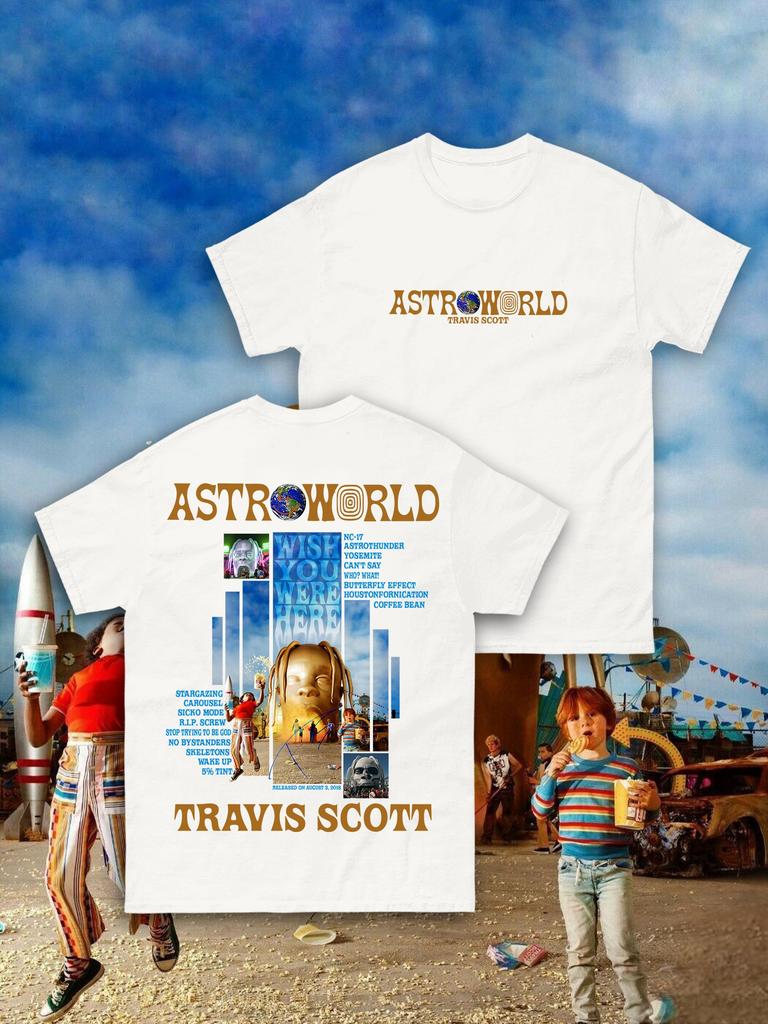 Trendy Model Singer Star Rap Album Collection T-Shirt Neck Cotton Short Sleeve Fashion Top Casual Fashion Street Clothing Unisex