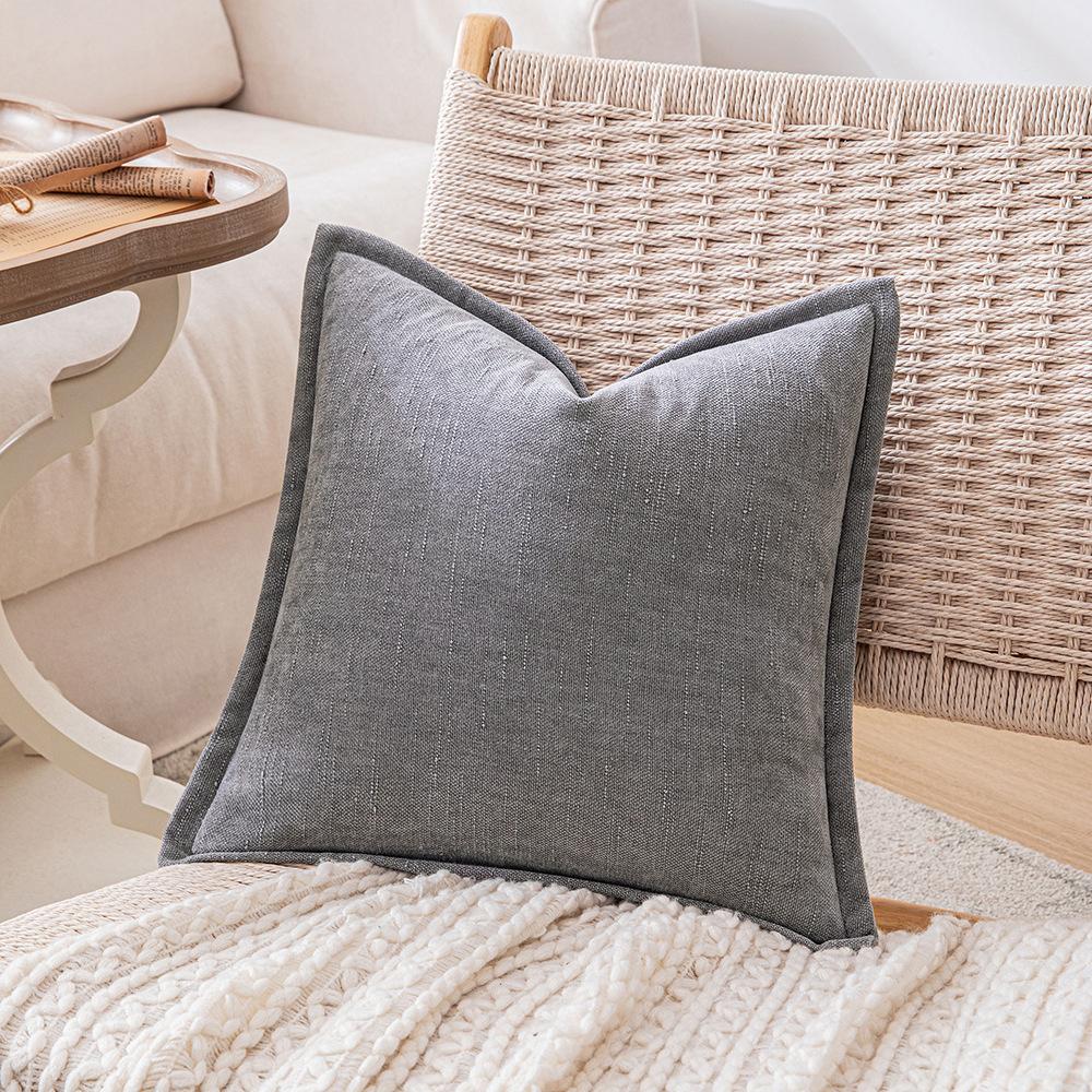 Ins Fengchenille Pillow Bamboo Joint Pattern Jacquard Cushion Internet Celebrity Super Thick Pillow Case Pressed on The Edge of The Sofa Bedside Back