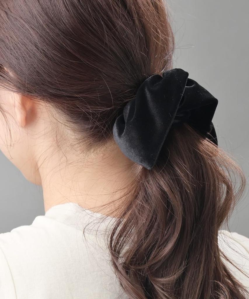 VINGTAINE Velour Square Hair for Scrunchie, Small, Arrangement, Elegant, Adults, Women, HS-225-BLACK