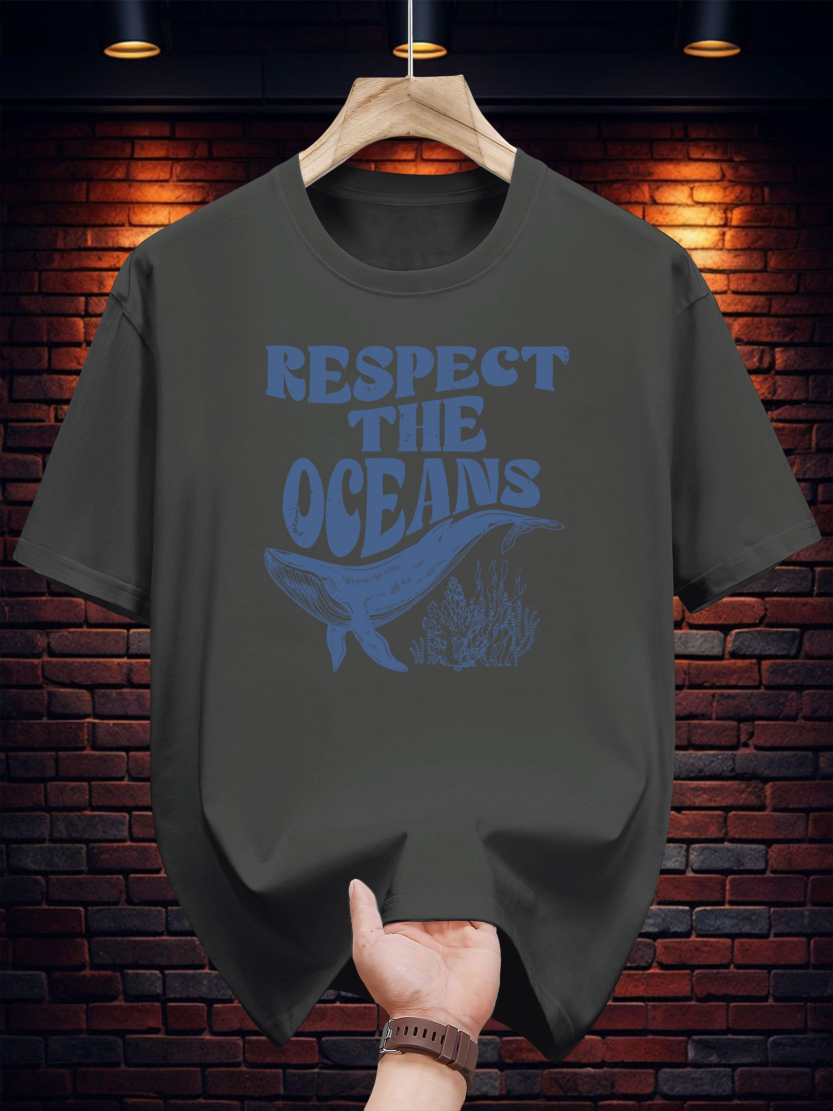 T-shirt - Navy Blue  Respect The Oceans  Whale & Coral Reef Graphic Print XXXXL