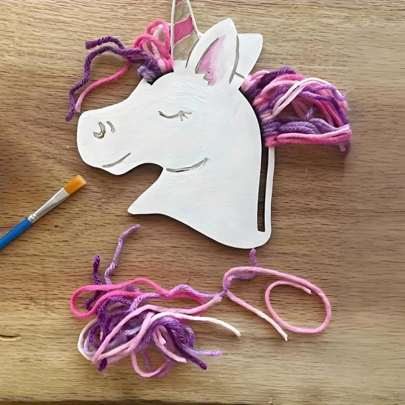 2026 Latest Models 20Pc Unfinished Wood Unicorn Cutouts DIY Craft Kits Wooden Hanging Ornaments Gift Tags for Party Favors Craft