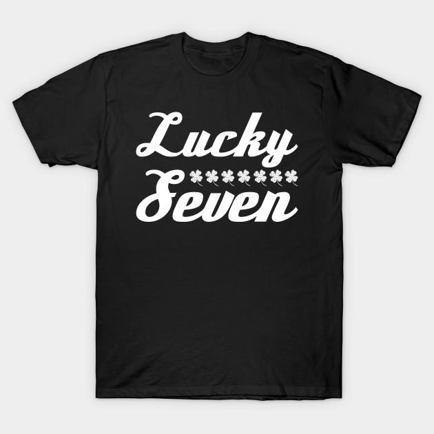 Men Black Print T-shirt Lucky Seven White Four Leaf Clover Design No-Cut Transfer Paper Print Cotton Tshirt 3XL