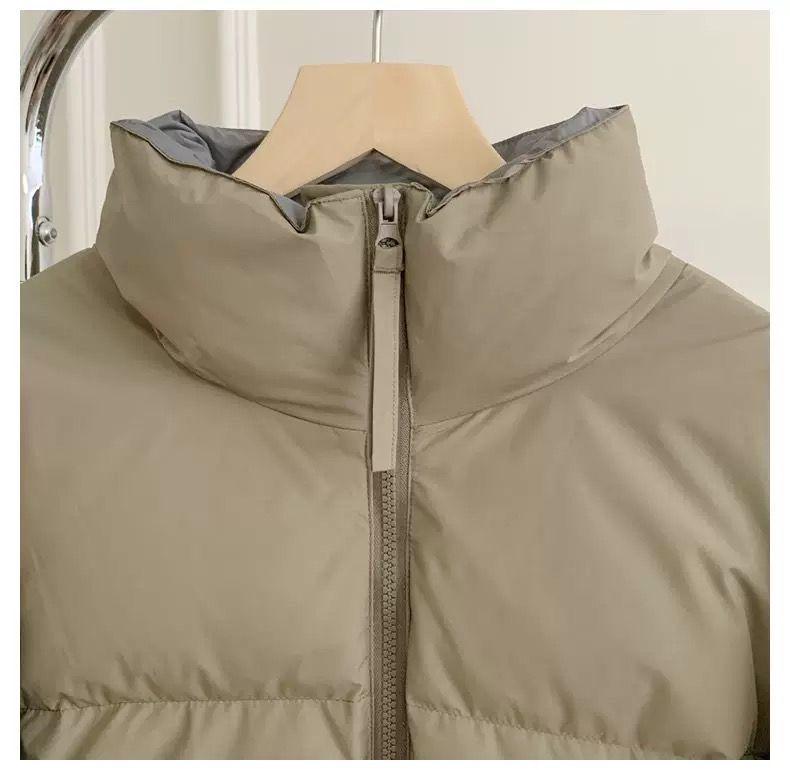 Winter Color Block Stand Collar Down Jacket - Korean Style Short & Thick Loose Fit Coat