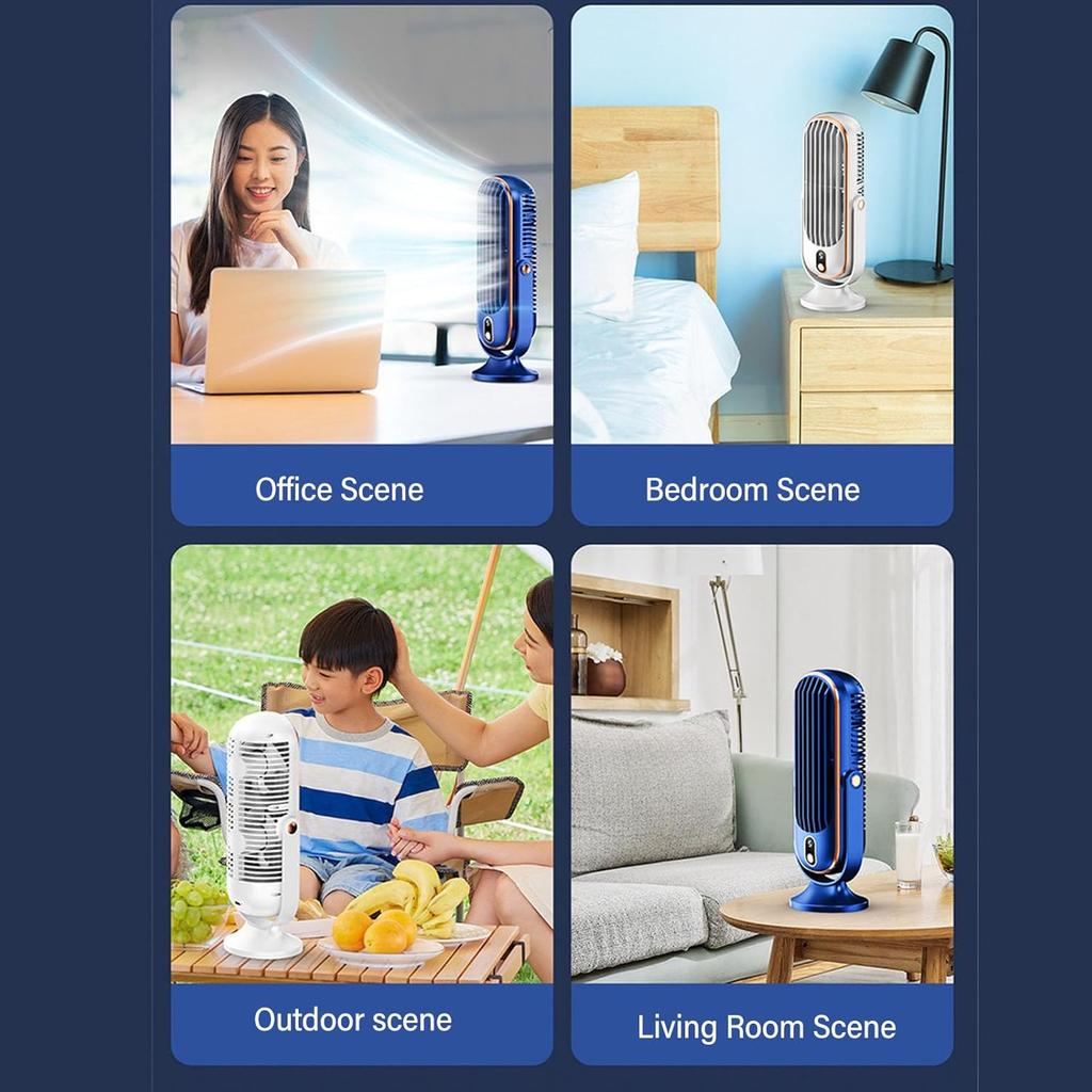 Heayzoki Tower Fan, Table Fan with 5 Speeds, Ultra Quiet Operation, Brushless Motor Tower Fan for Home Office Car (Blue)