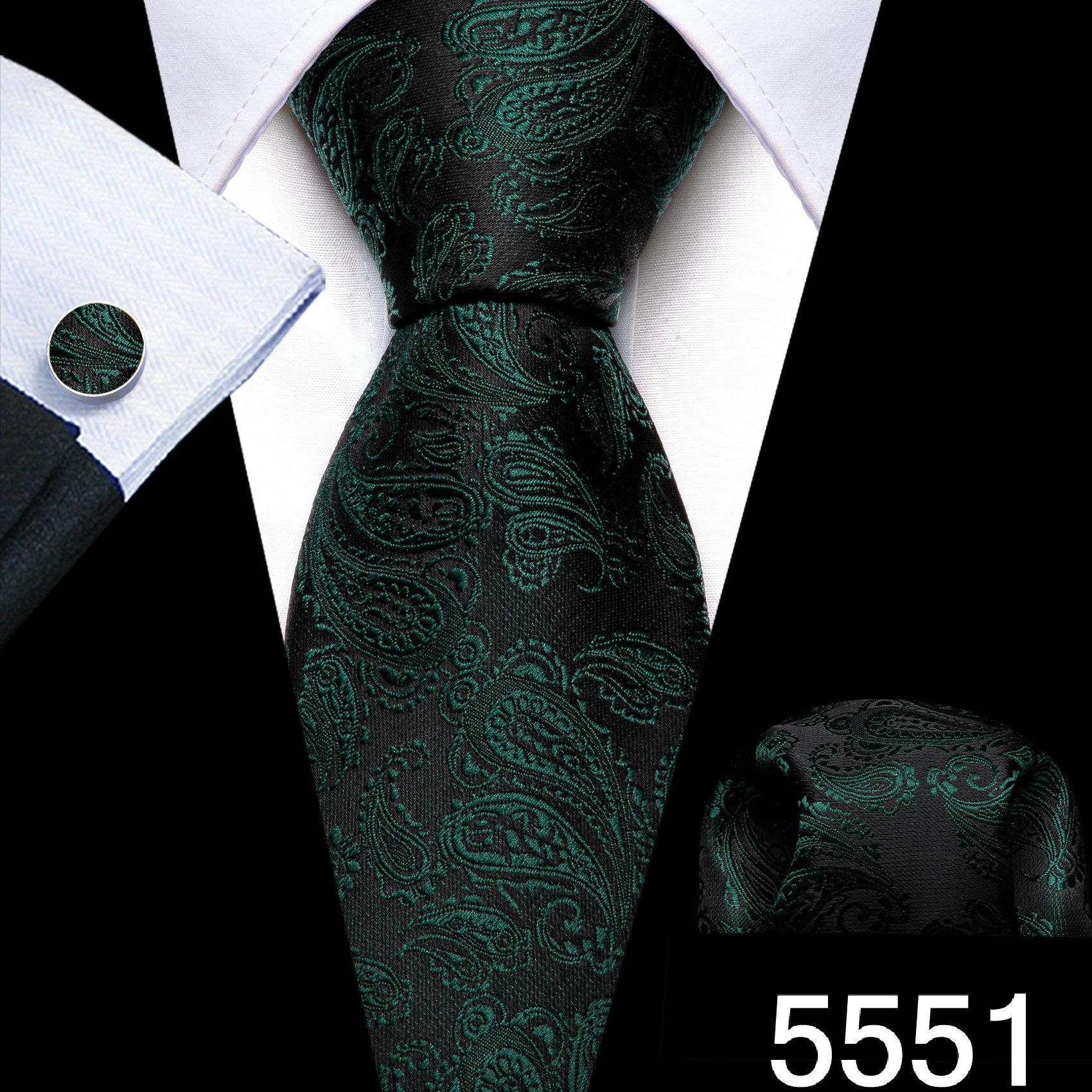 

Barry.Wang Краватка Хустка Запонки Набір Коричневий червоний чорний плед Жакард ткане весілля N-5551