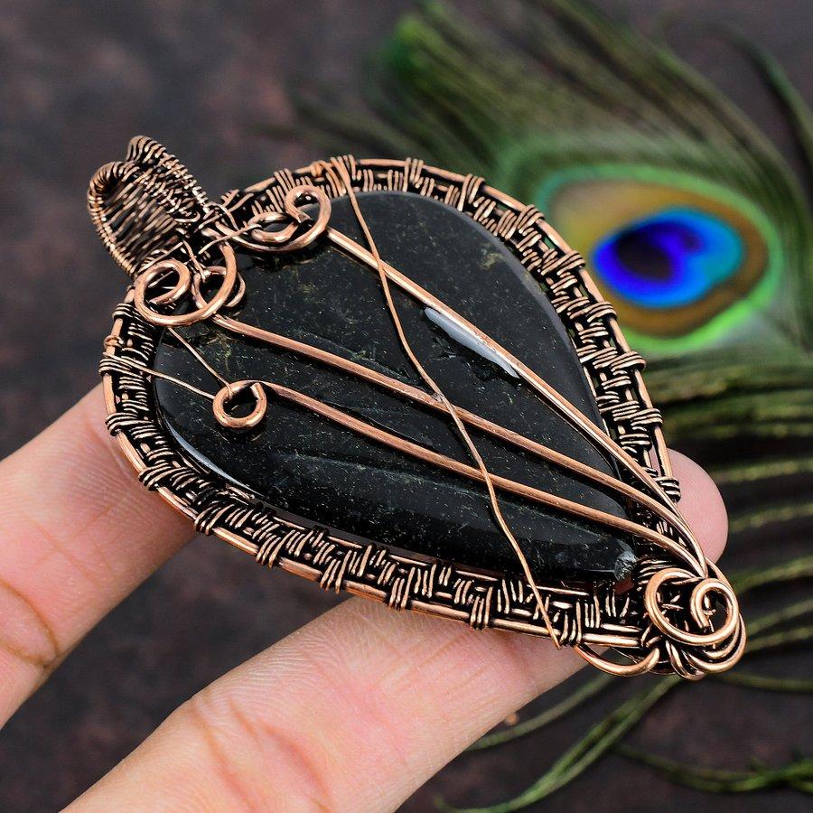 Nuummite Handmade Copper Wire Wrap Jewelry Pendant 3.35 N8d11