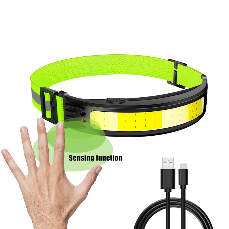 Sensor Powerful LED Headlamp Torch COB Headlight Waterproof USB Rechargeable Head Lamp Built-in Battery Flashlight Work Light
