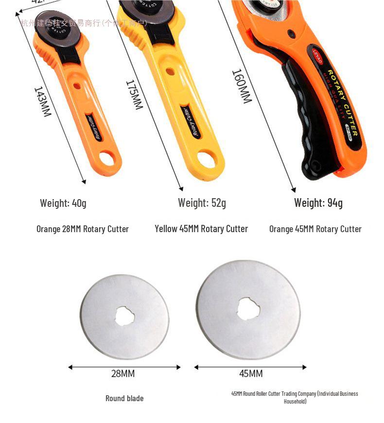 Rotary Fabric & Craft Knife - Precision Blade for Cutting Fabric, Paper, Boxes, Wallpaper & Crafts
