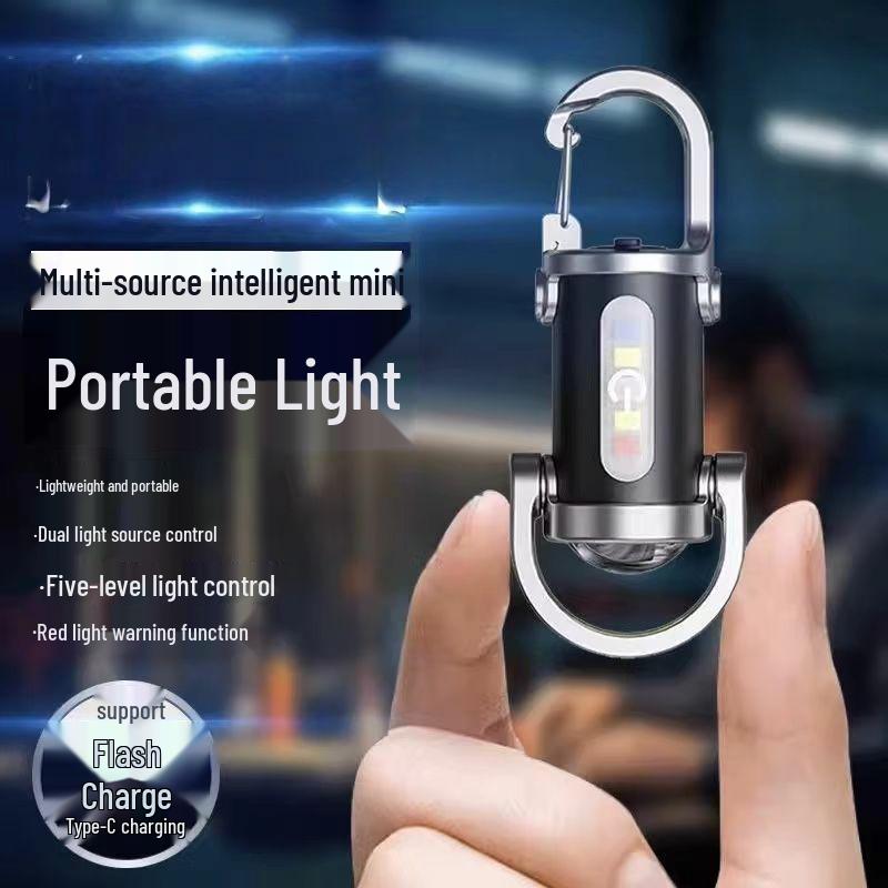 Portable Multifunctional Mini Flashlight Power Bank Keychain with Strong Light