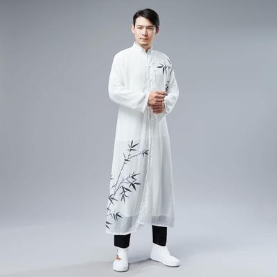 Men's Retro Chinese Style Slim Fit Chiffon Long Shirt with Sun Protection