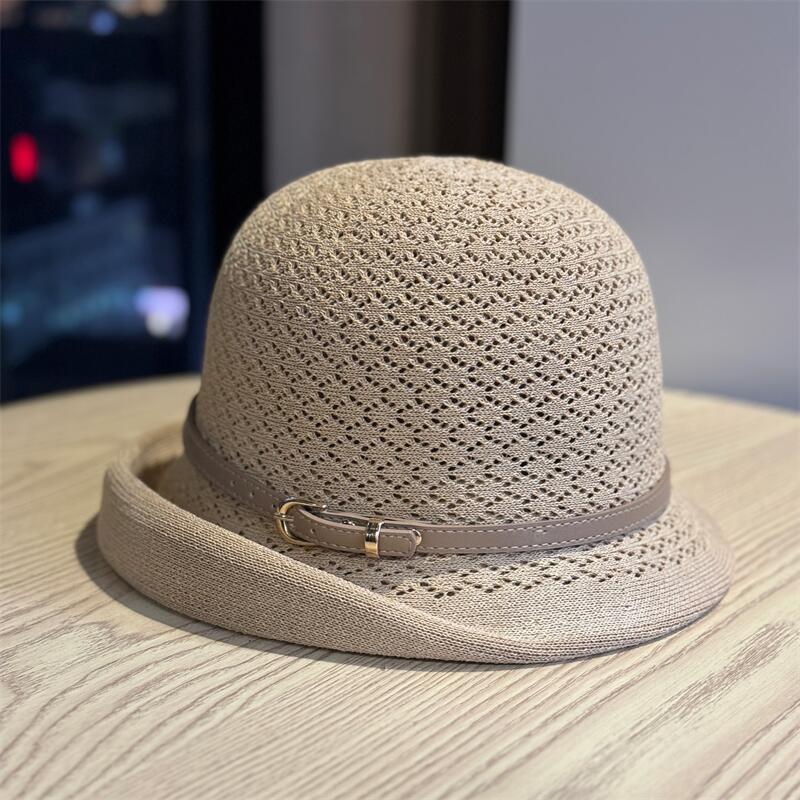 New bucket hat summer vacation travel bucket hat casual versatile photo good-looking hat linen weaving tide