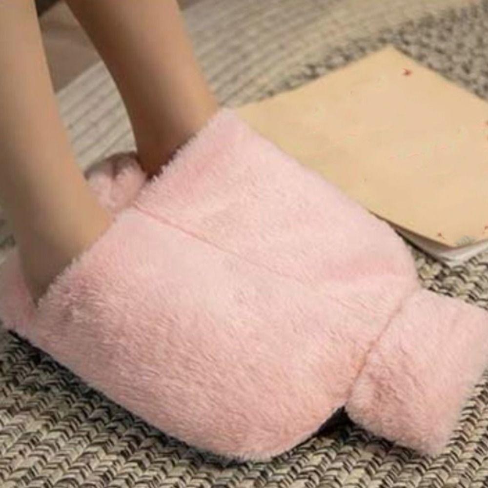 Safe Water-filled Rubber Foot Warmer with Plush Cover Anti-slip Foot Heating Pad Soft Explosion Proof Feet Warmer Sofa