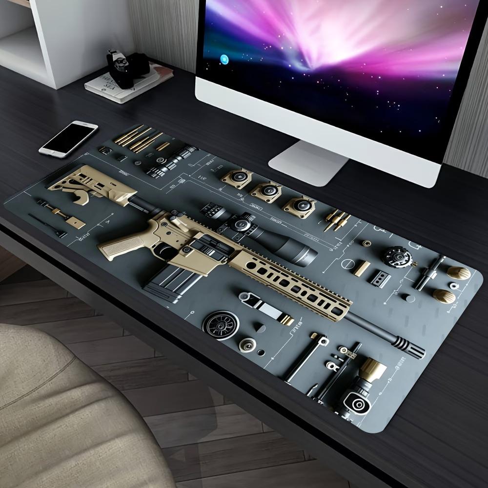 Hardware Disassembly Extended Gaming Mouse Pad Non Slip Desk Surface Mechanical Blueprint Art For Computer Desktop Use