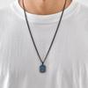 Vnox Rectangular Blue Stone Pendant Necklace for Men, Stainless Steel Casual Jewelry Accessory Father's Day Anniversary Gift NEW