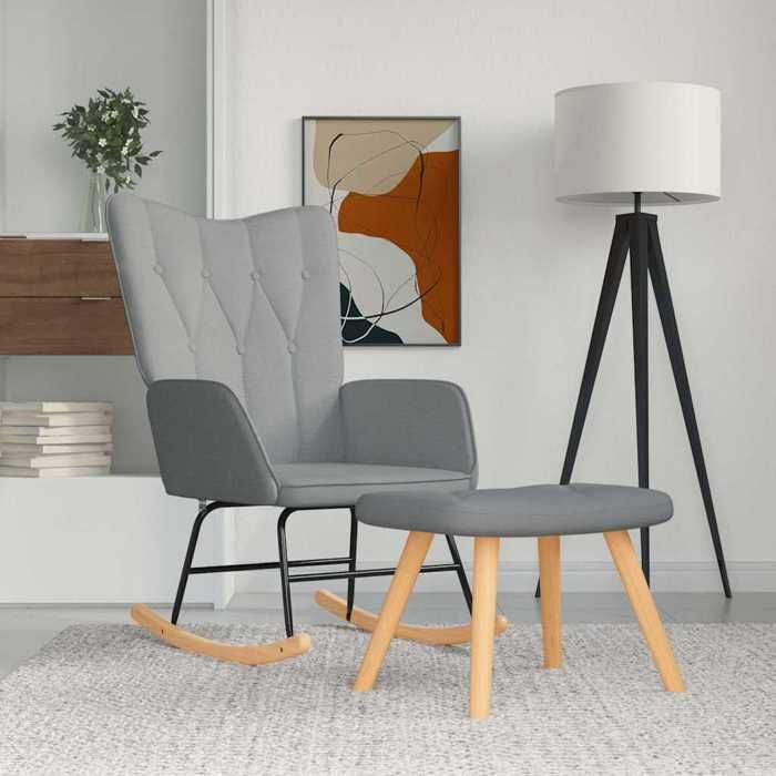 VidaXL Chaise à Bascule avec Tabouret Siège de Relaxation Fauteuil de Salon Salle de Séjour Siège de Salon Maison Intérieur 327622