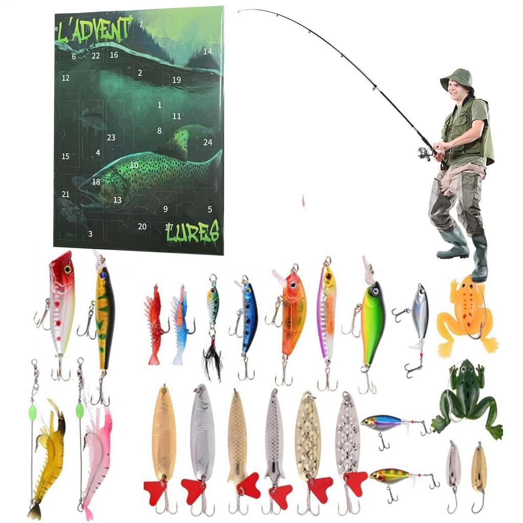 Christmas Countdown Fishing Lure Calendar 24 Grids Fishing Lure Calendar Christmas Countdown 24 Days Countdown Seasonal Decor