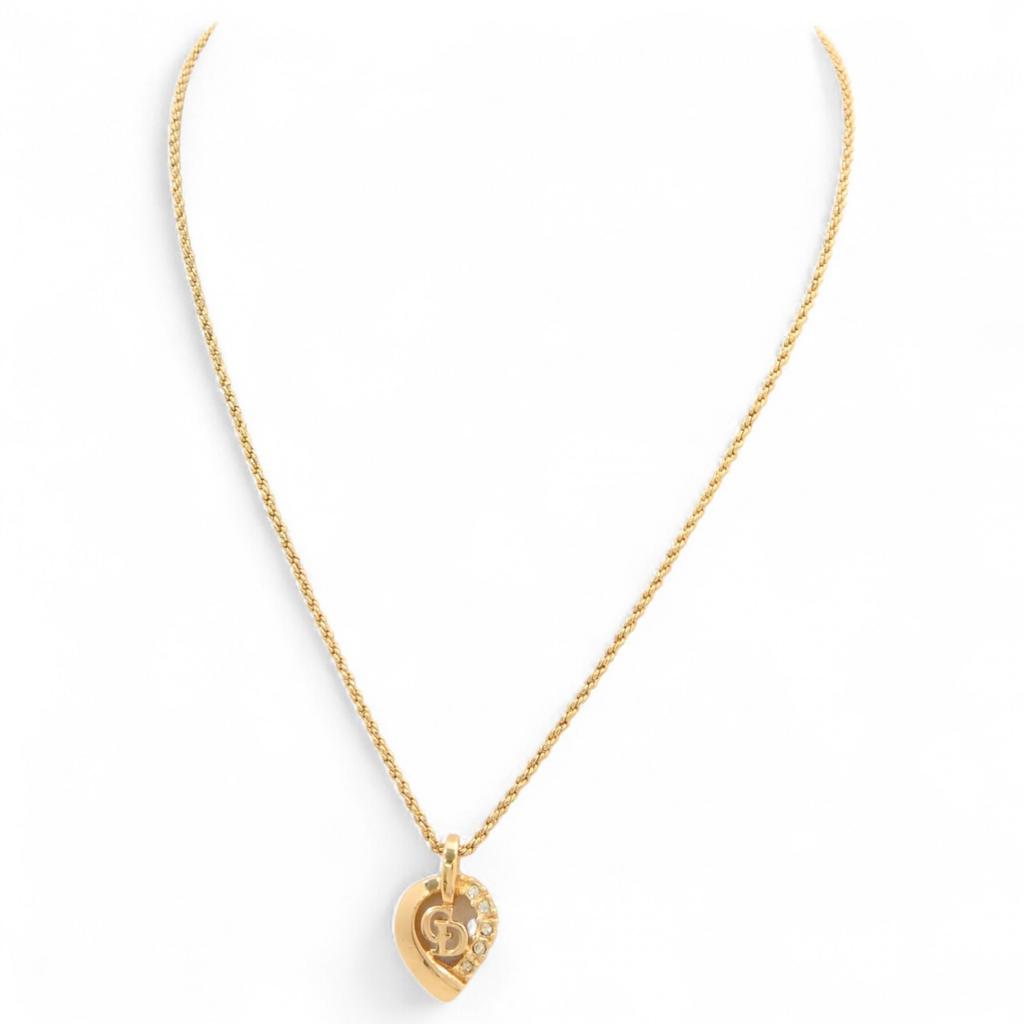 Auth Dior CD Logo Necklace Rhinestone Di9907bd