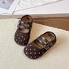 2026 Spring/Autumn Little Girls' Leather Polka Dot Princess Moccasins with Soft Soles
