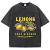 Summer Fresh Lemons Prints Washed T-Shirts Womens Cotton Oversized O-Neck Tops Street Vintage Short Sleeve Casual Woman Clothes