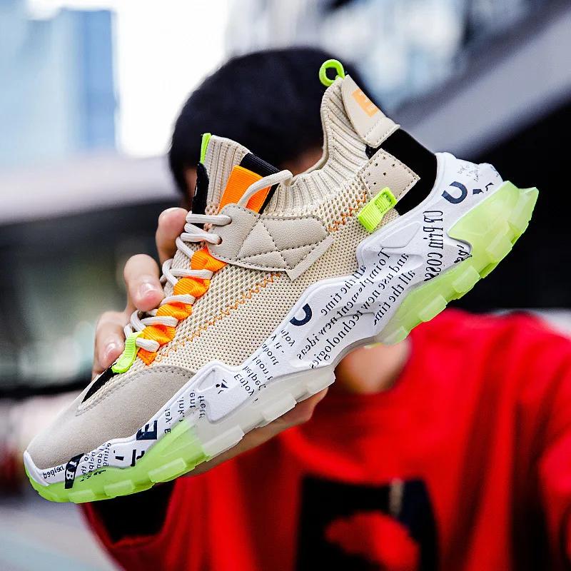 New Men Casual Sports Shoes High-quality Low-cut Socks Shoes Thick-soled Old Dad Shoes Breathable Comfortable Men Running