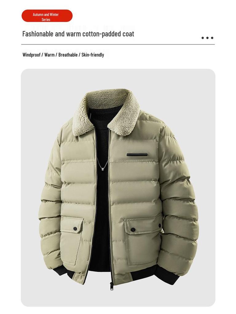 Winddichte Winterjacke für Herren aus Baumwolle mit warmem Pelzkragen – Jugendmode, trendiges Revers, vielseitiges Design