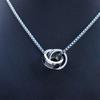 Fashion Trendy Men'S And Women'S Double-Ring Diamond-Encrusted Pendant Necklace High-End Trendy Cool Titanium Steel Pearl Chain Jewelry