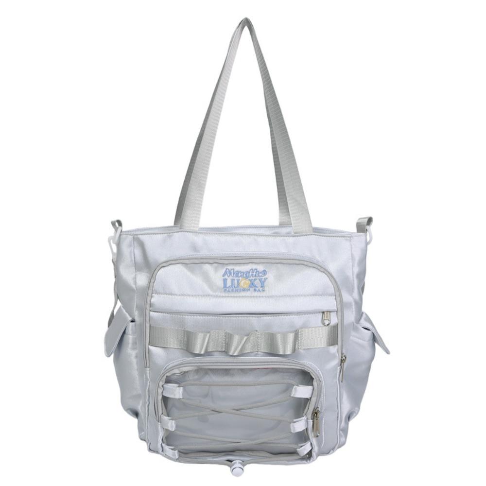 

College student schoolbag female college wind outdoor travel shoulder oblique span backpack large capacity tote bag letter embroidery single package