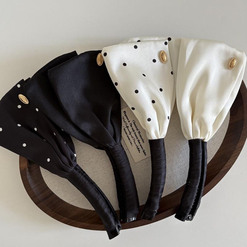 Korean Style High End Polka Dot Wings Banana Clip Women'S Hair Accessories Satin Fabric Hair Clips For Women Back Of Head