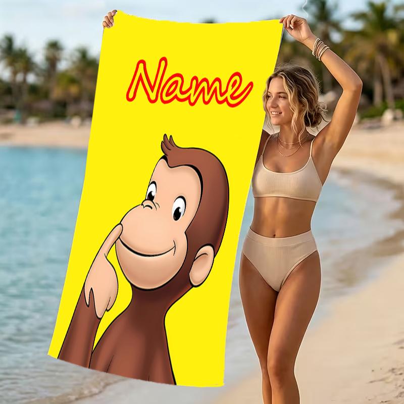 Customizable personalized beach towels Curious George themed designs.Suitable for the beach, yoga, sports;ideal as beach accessories