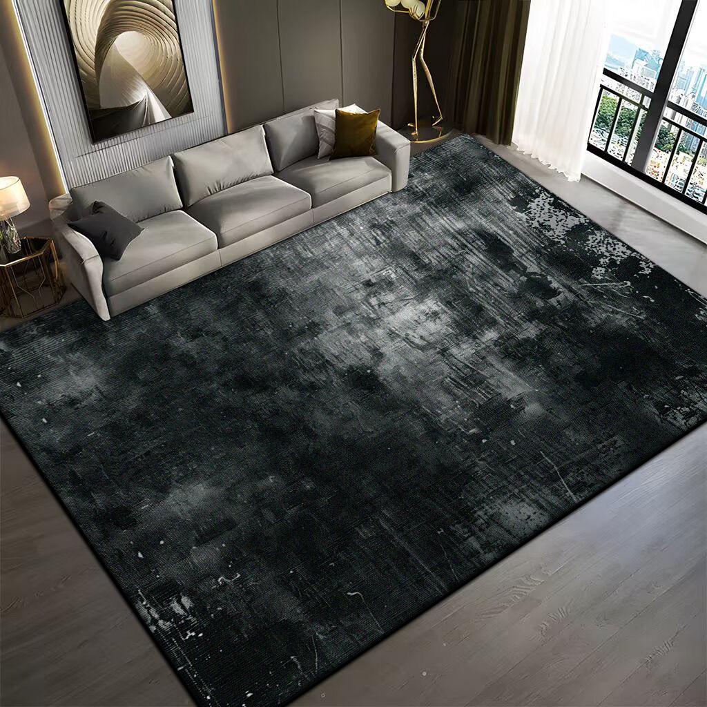 Moderne Schwarz Grau Große Wohnzimmerteppiche Abstrakte Dekoration Sofaseite Rutschfester Teppich Schlafzimmer Bettseite Waschbare Weiche Bodenmatte