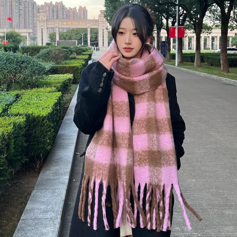Tonglu Scarf Women's Houndstooth Shawl Dual-purpose Korean Version Versatile Warm New Winter Senior Student Scarf