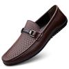 Men's shoes new large size 46 one pedal 45 punching hollow leather Doudou shoes men's soft bottom hole casual leather shoes