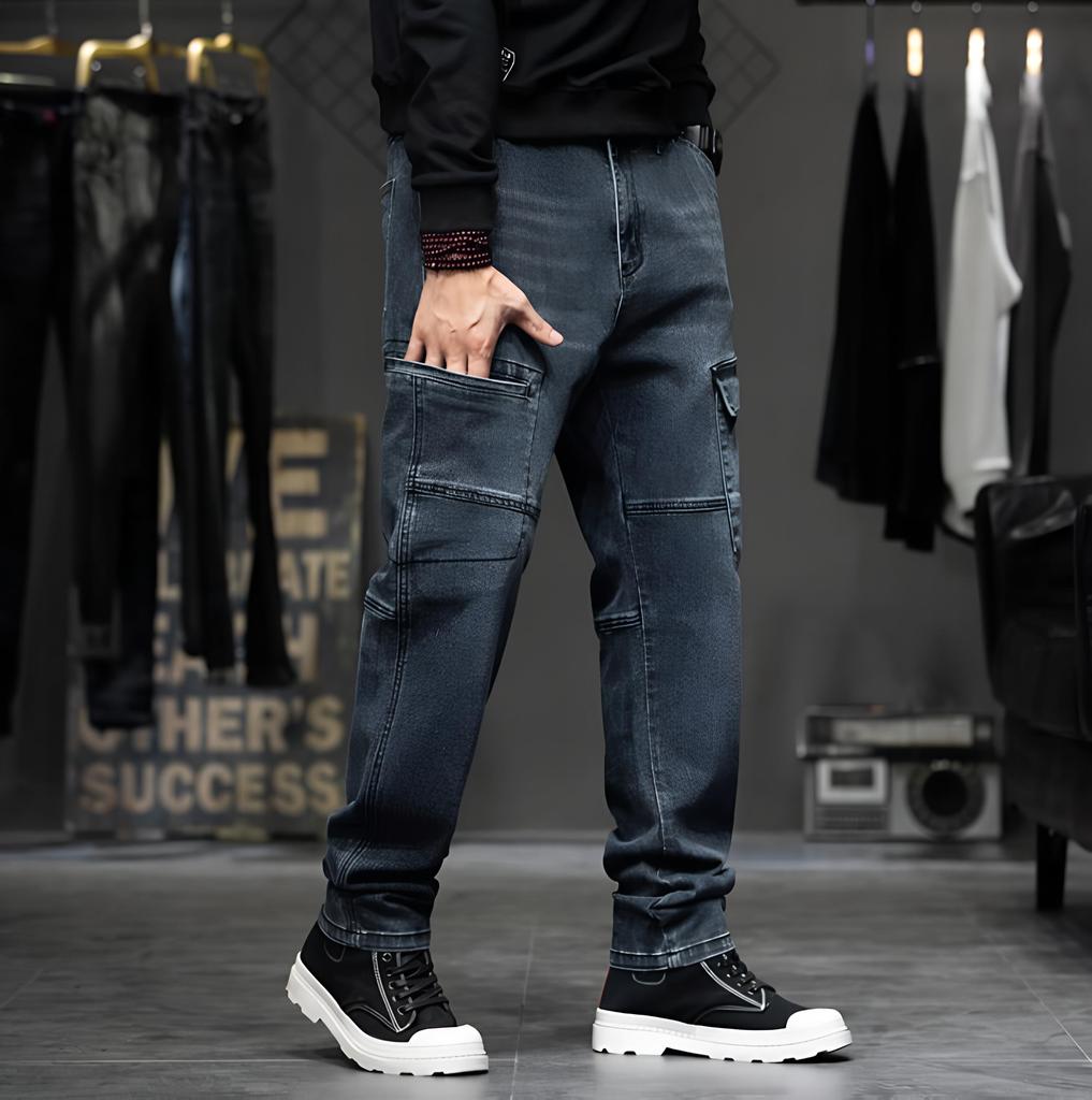 Große Größen Herren Frühling und Herbst Casual Denim Hosen