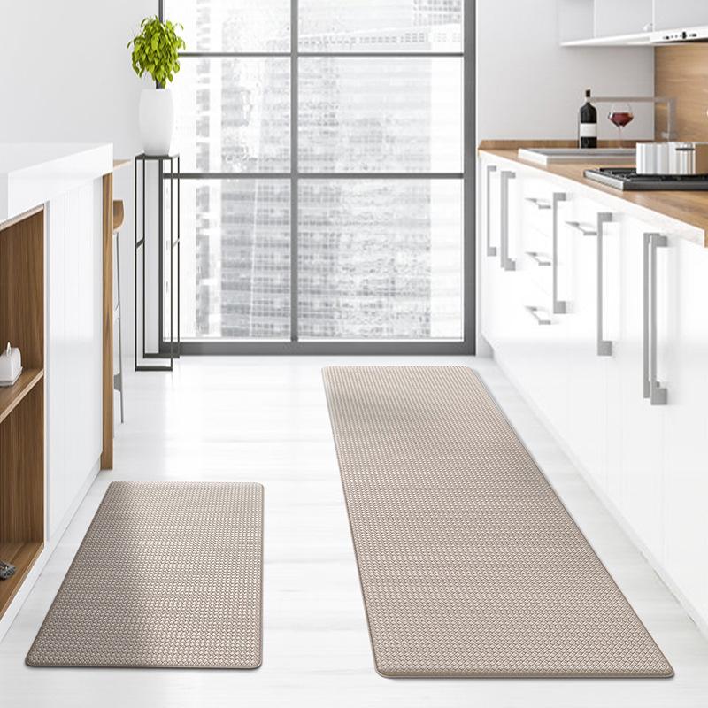 

Новый простой однотонный кухонный коврик для пола, длинный, из искусственной кожи, водонепроницаемый, противоскользящий, устойчивый к масляным пятнам 40*60*0.8cm