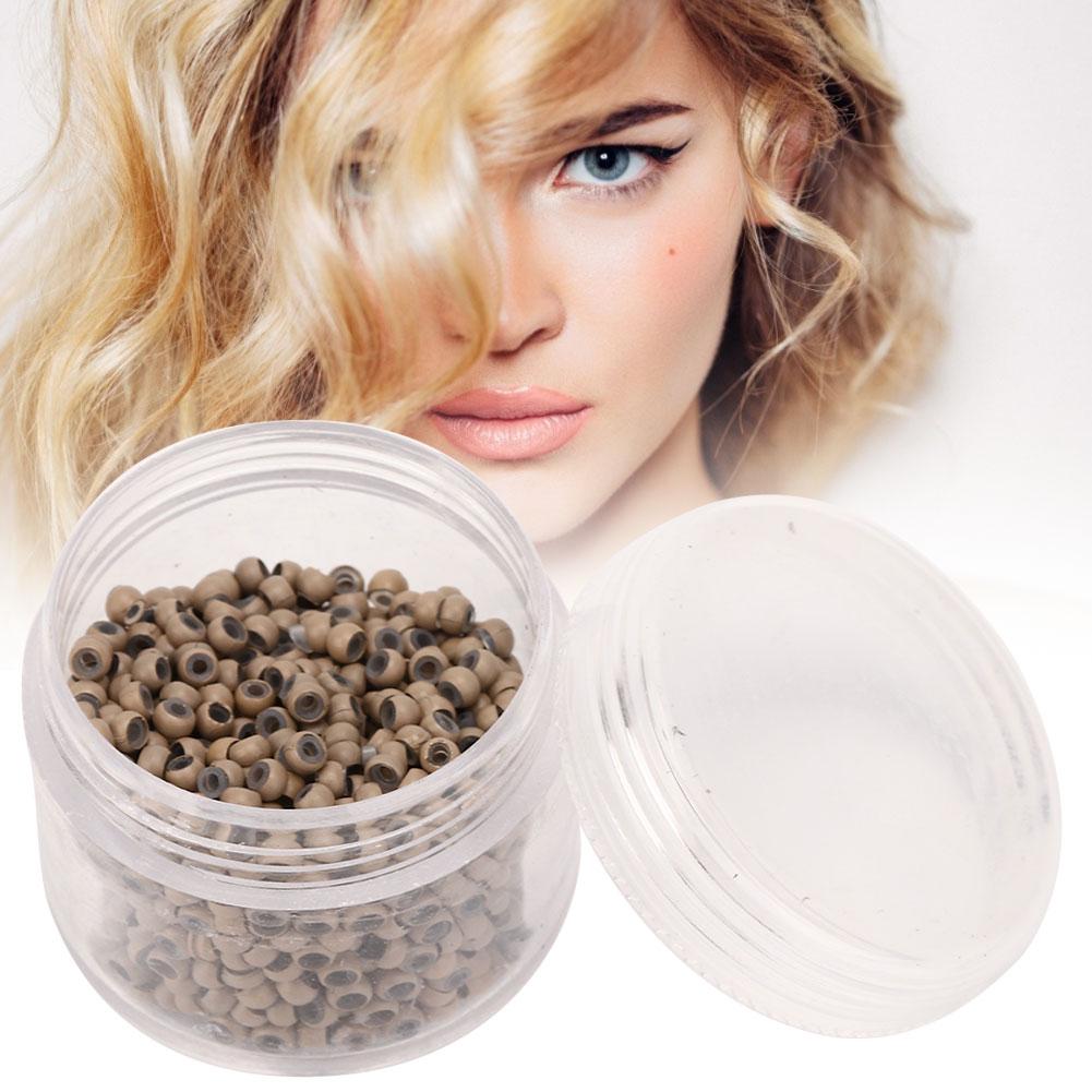 1000pcs 3mm X 2mm Silicone Micro Links Rings Beads Hair Extension ToolLight Brown