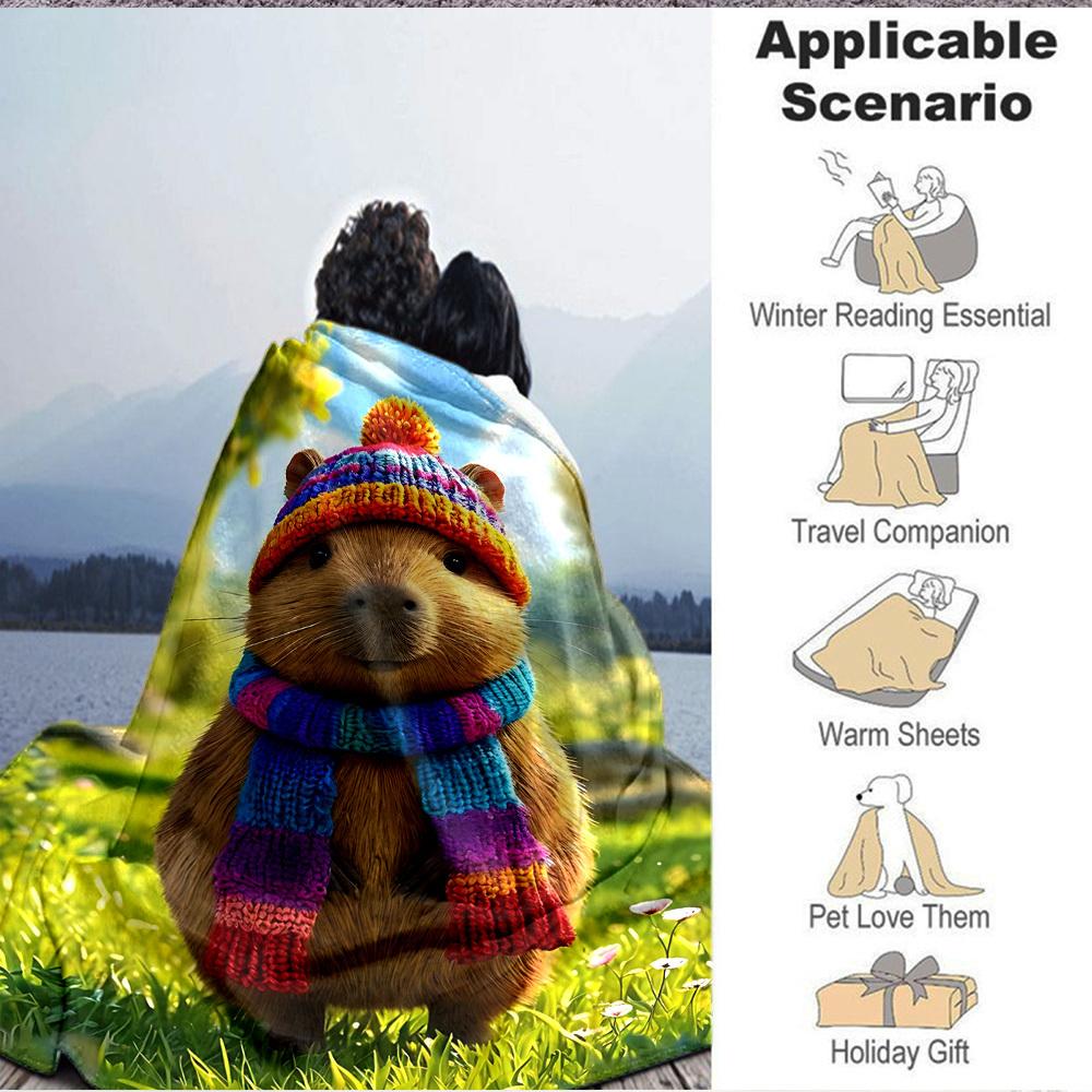 1pc Capybara Blanket Lightweight Flannel Blanket Throw Blanket For Sofa, Bed, Travel, Camping, Livingroom, Office yy251015135