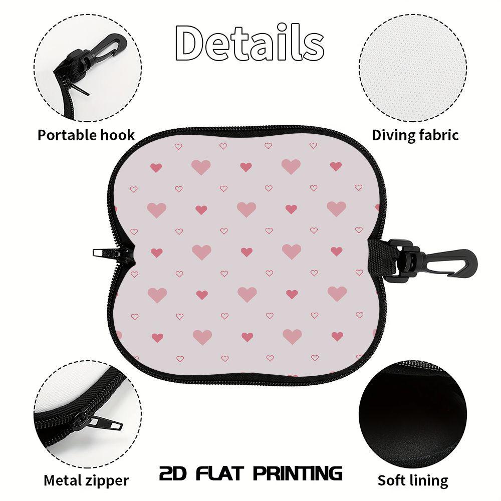 Pink Heart Pattern Soft Pouch,Sunglasses Case,Portable Drawstring Eyewear Bag,Lightweight Scratch Proof Spectacle Holder for Travel