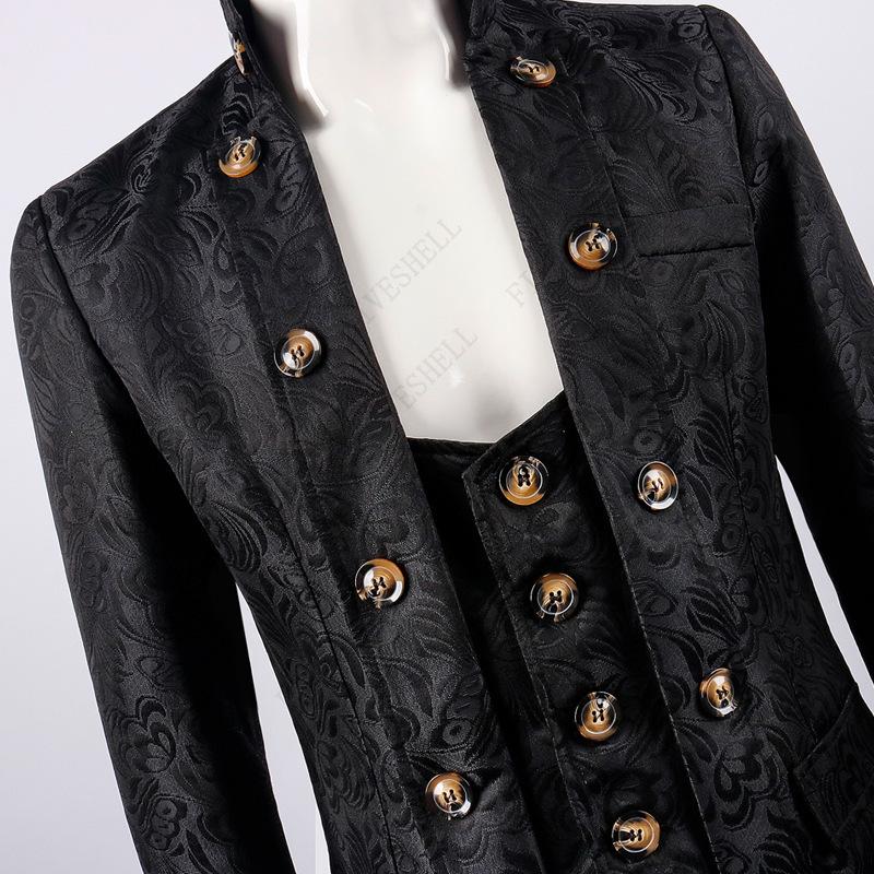 Men Victoria Edwardian Steampunk Trench Coat Frock Outwear Vintage Prince Overcoat Medieval Renaissance Jacket Cosplay Costume