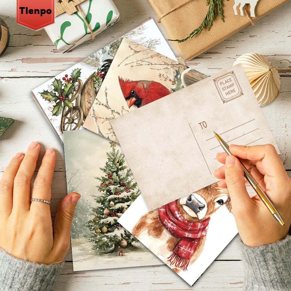 32pcs, Vintage Christmas Postcards, Christmas, Birthday/Anniversary Gifts, Collectibles, Perfect for Gifting, Mail-Ready.