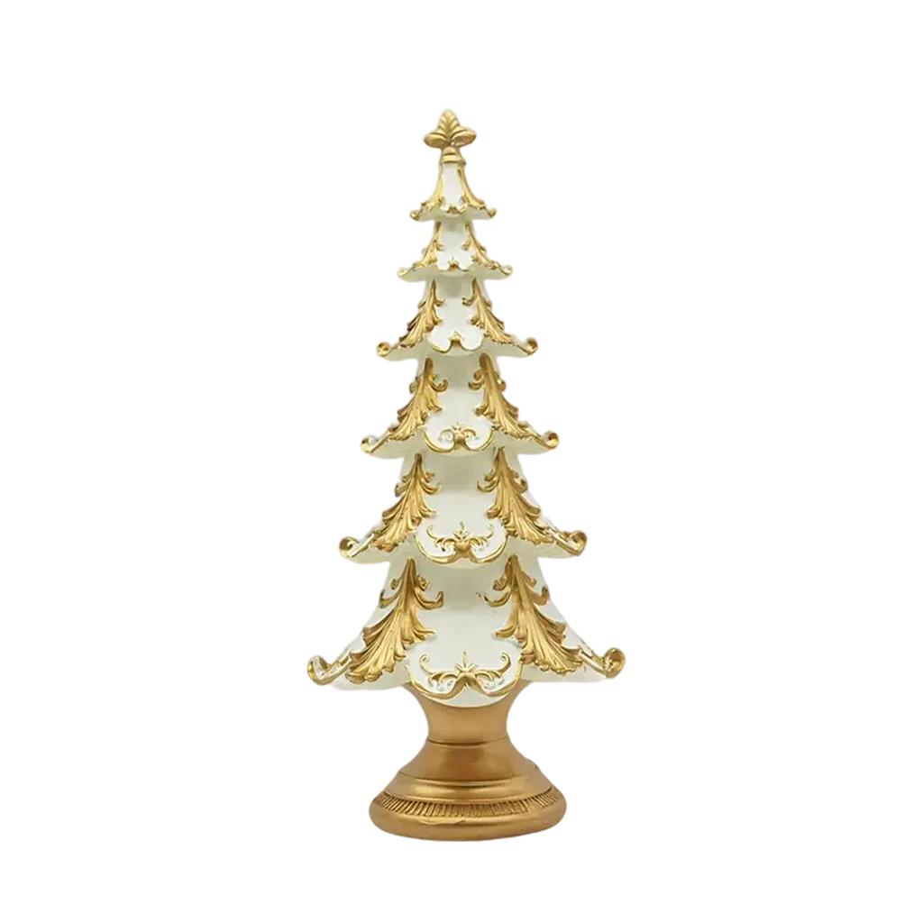 Gold-Painted Christmas Tree Ornaments, Snow Scene Tree Home Decoration Crafts Desktop Christmas Atmosphere Gift Christmas Decoration Desktop Ornaments