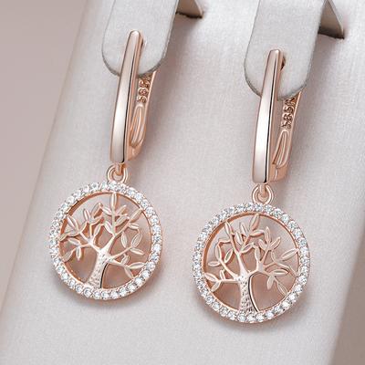 Kienl Ohrhänger mit Blumen in Roségold für Damen, funkelnder Zirkonia, Vintage-Schmuck für jeden Tag